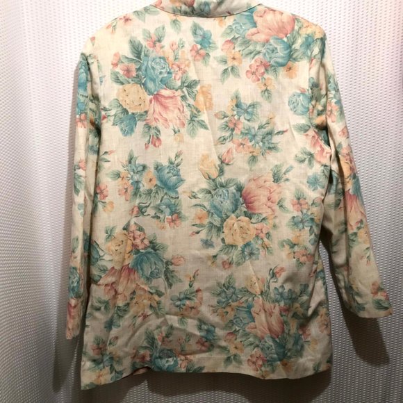 Vintage 80's EHL Floral Print Long Sleeve One Button Size 18W Blazer Jacket - Picture 2 of 14